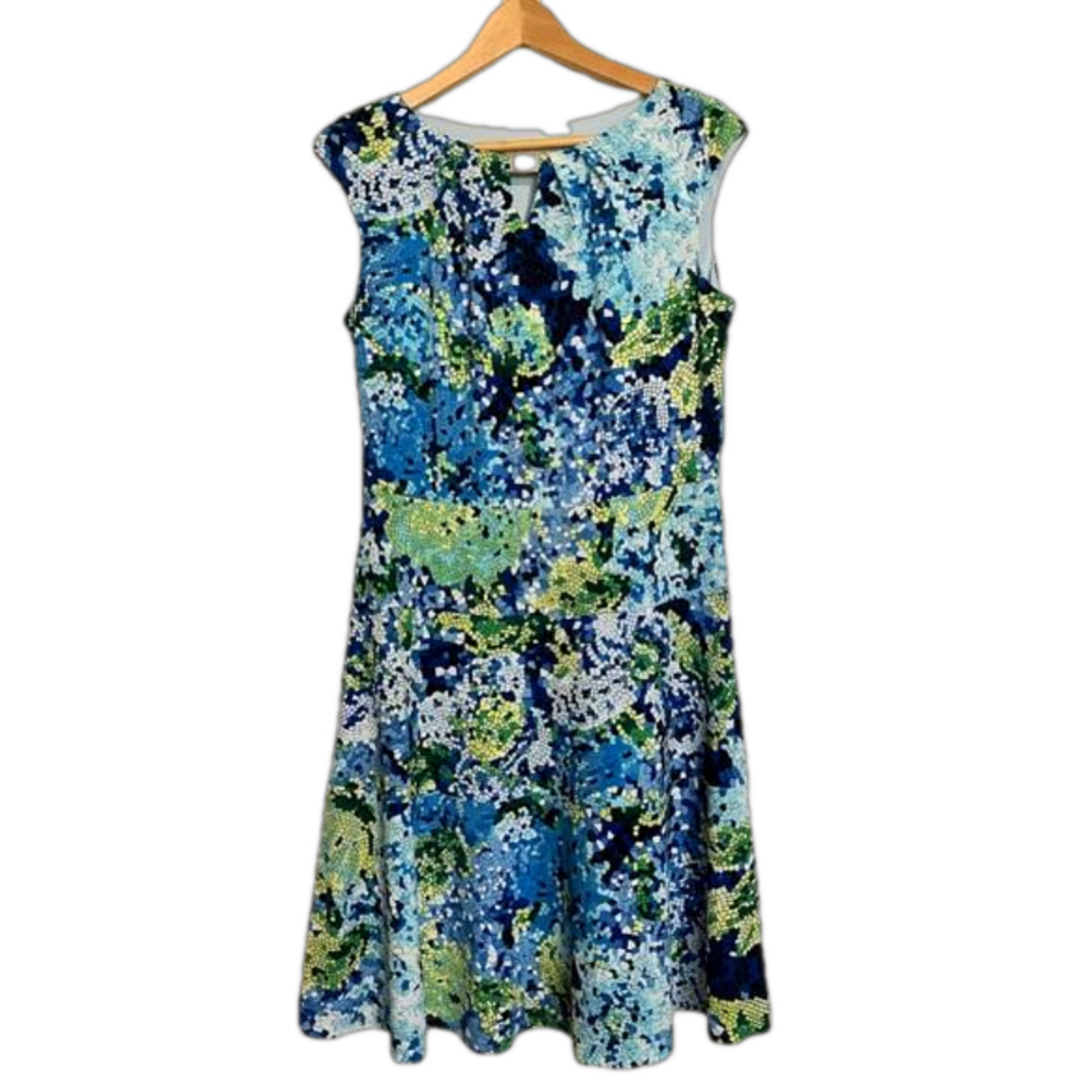 CLEARANCE Tradition sleeveless midi dress in mosaic pattern wash and wear